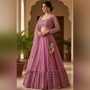 Gorgeous Baby Pink Embroidery Georgette Lehenga Choli